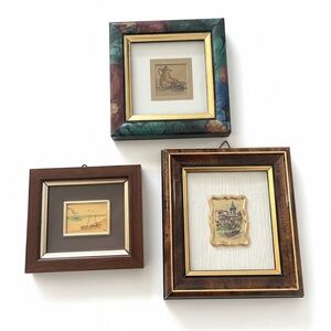 Lot of three vintage mini frames hand painted Italy Seascapes Still Life